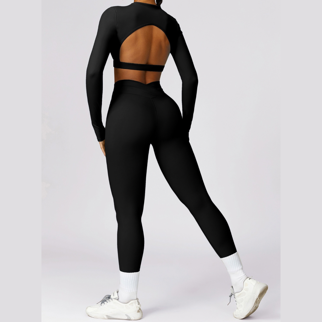 Elegant Long Sleeve Premium Legging Set - Black