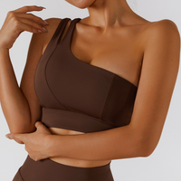 DONA Chic Single Shoulder Crop Top - Dark Coffee