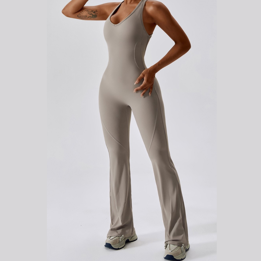 Timeless Bell Bottom Jumpsuit - Cement Grey