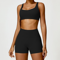 V-Top Scrunched Short Set - Black