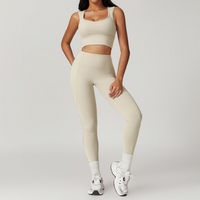 BELLE Chic Style Open Back Legging Set - Cream