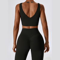 Deep V Flared Legging Set - Black