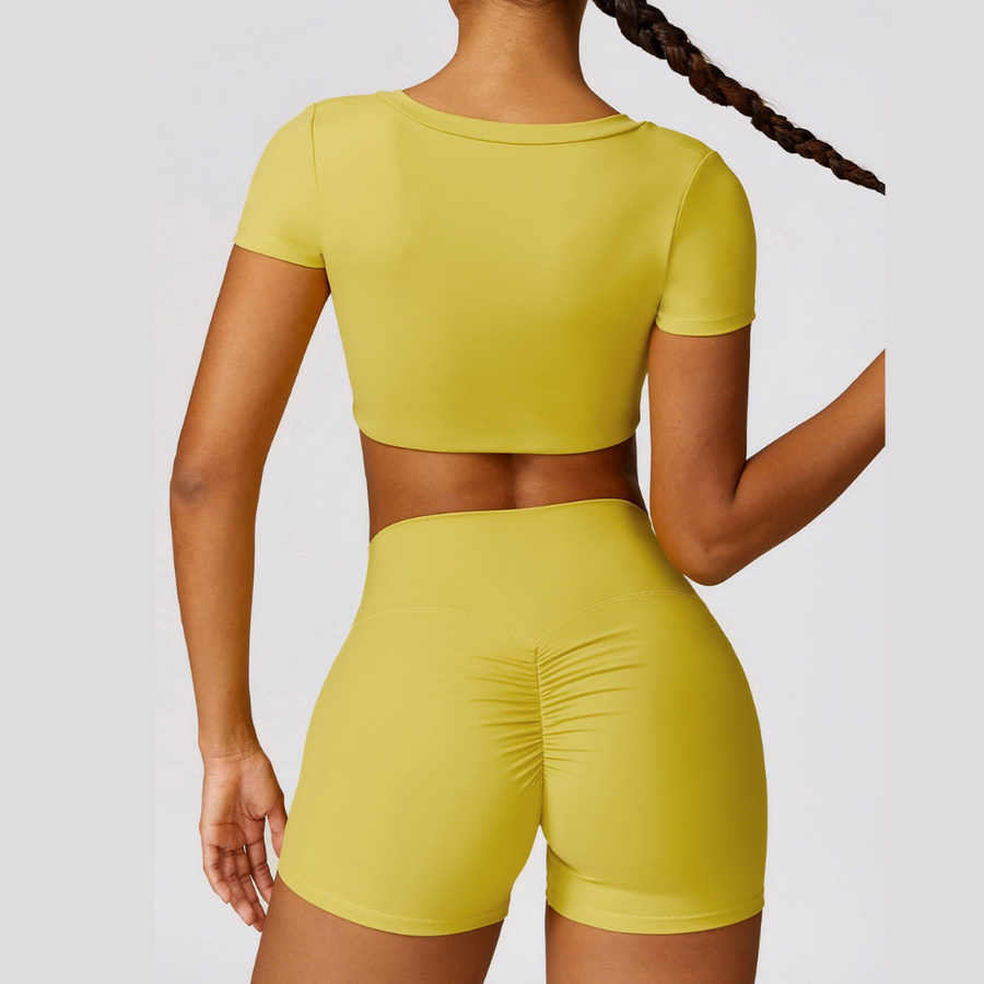 Short Sleeve Premium Short Set - Lemon Yellow