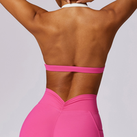 White Strap Stylish Backless Crop Top - Pink