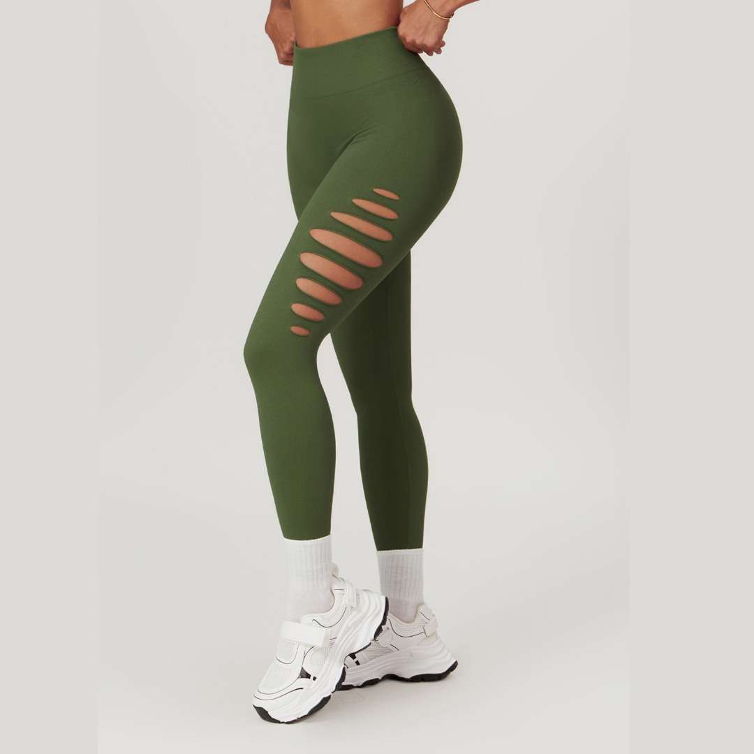 Unique Stylish Hollow Sexy Legging - Green