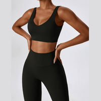 Deep V Flared Legging Set - Black