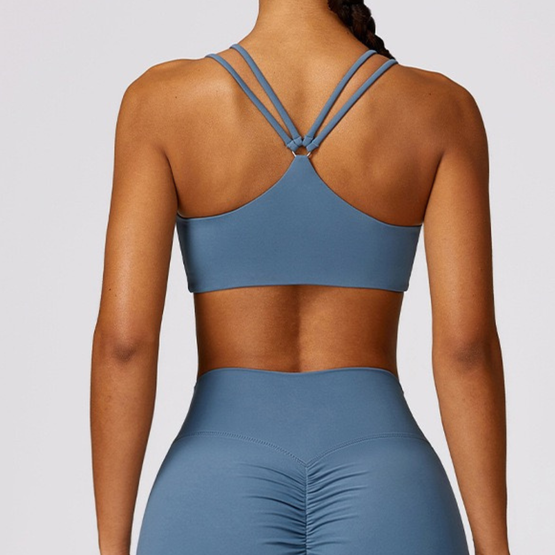 Unique Stylish Sexy Design Crop Top - Dusty Blue