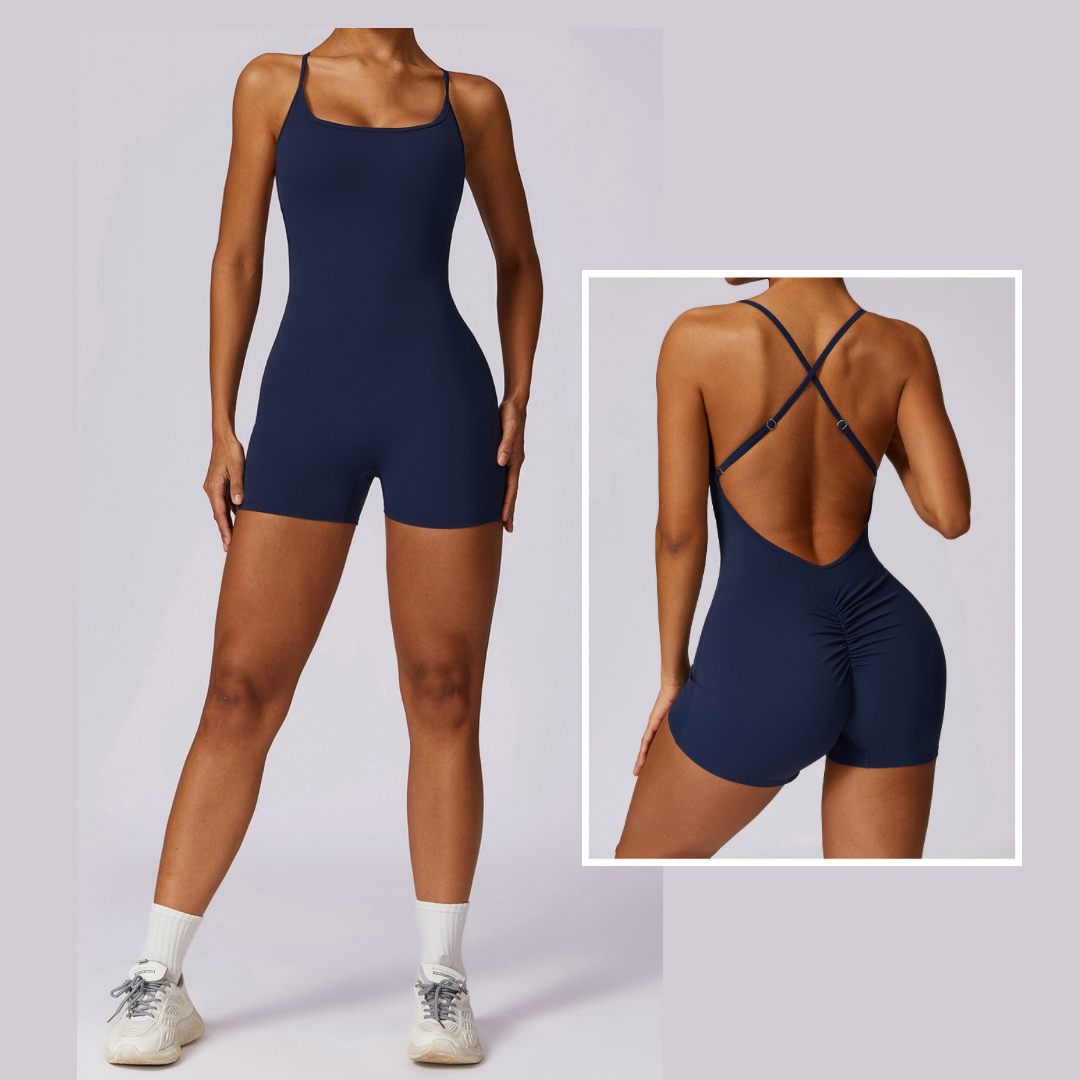 Summer Fashion Scruched Romper - Navy