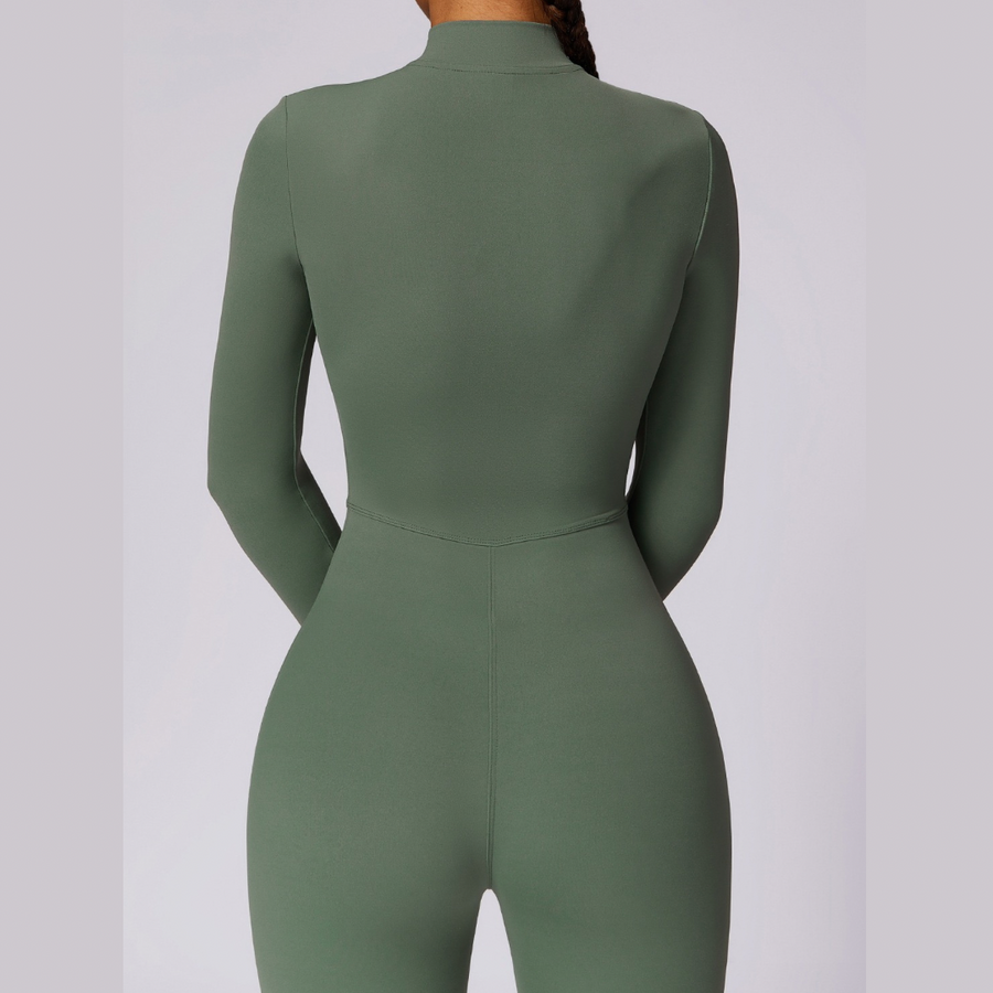 Classic Long-Sleeve Jumpsuit - Dark Green