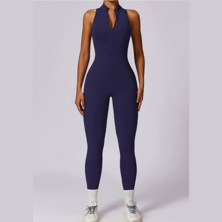 Scrunched Butt Lifting Jumpsuit - Navy Purple