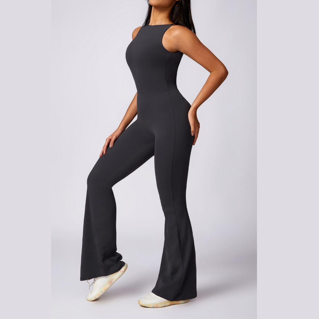 Adina Sexy Scrunch Backless Jumpsuit - Dark Grey