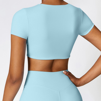 CHRISTIA Comfy Short Sleeve Crop Top - Blue