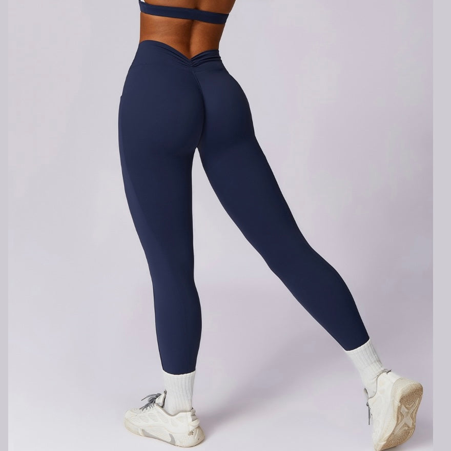 Premium V-Shape Scrunched Pocket Legging - Navy