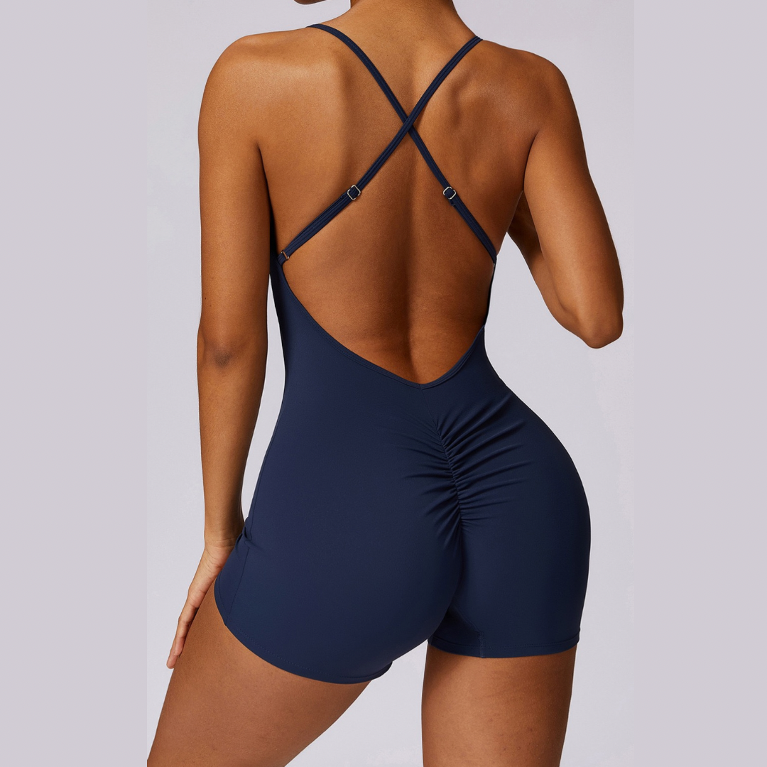 Summer Fashion Scruched Romper - Navy 