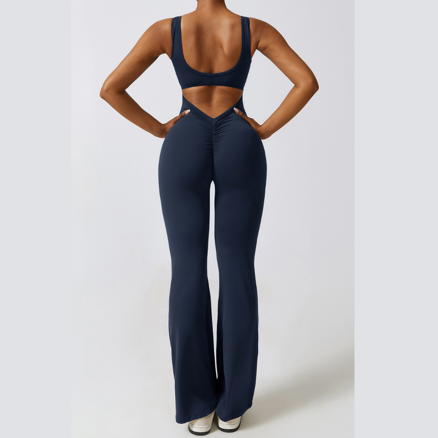 Sexy Stylish Bell Bottom Jumpsuit - Navy