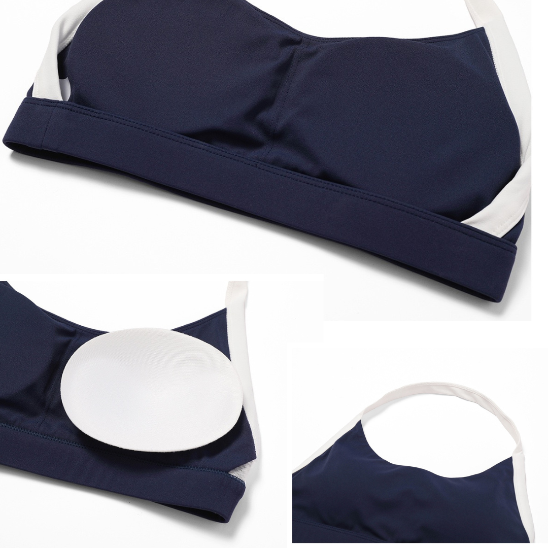 White Strap Stylish Backless Crop Top - Navy