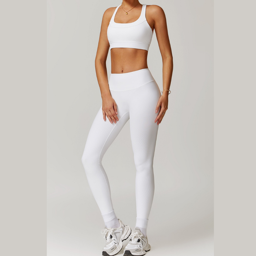 Alibi Ribbed Stylish Legging Set - White