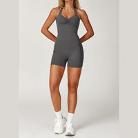 BILLI Scrunched V-Back Romper - Γκρι 
