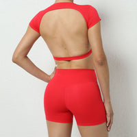 JESS Backless Stylish Summer Short Set - Red