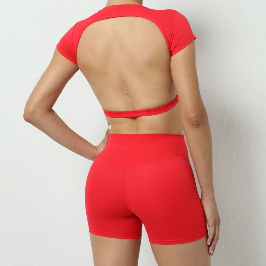 JESS Backless Stylish Summer Short Set - Red