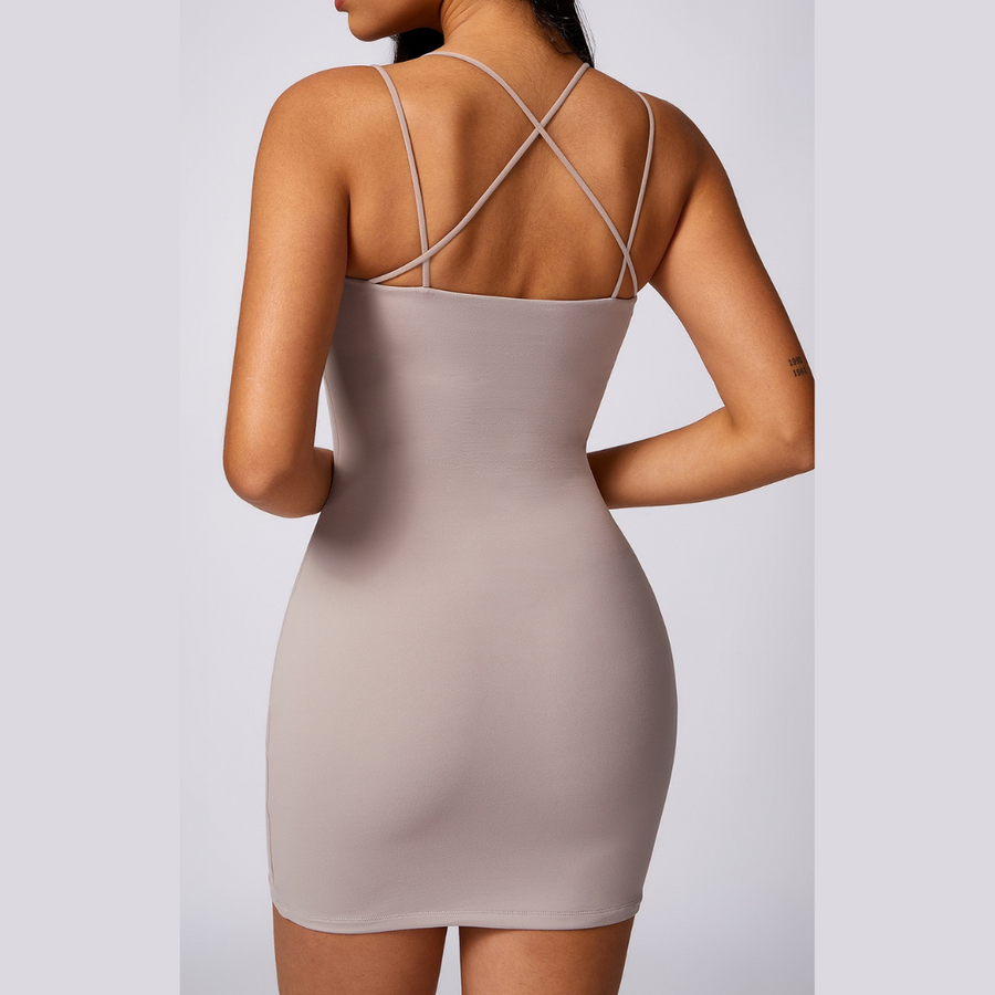 Premium Ολόσωμο Φόρεμα Bodycon - Μπεζ 