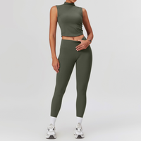 LILA Chic Vest Top Legging Set - Olive