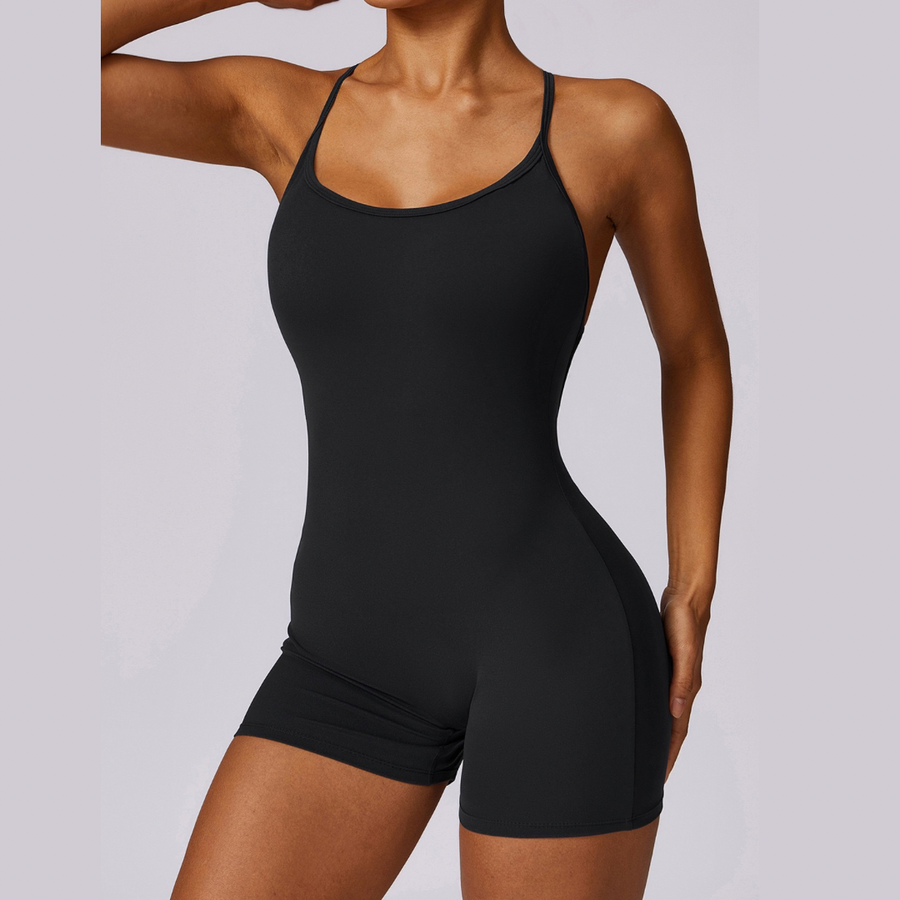 Summer Fashion Scruched Romper - Black