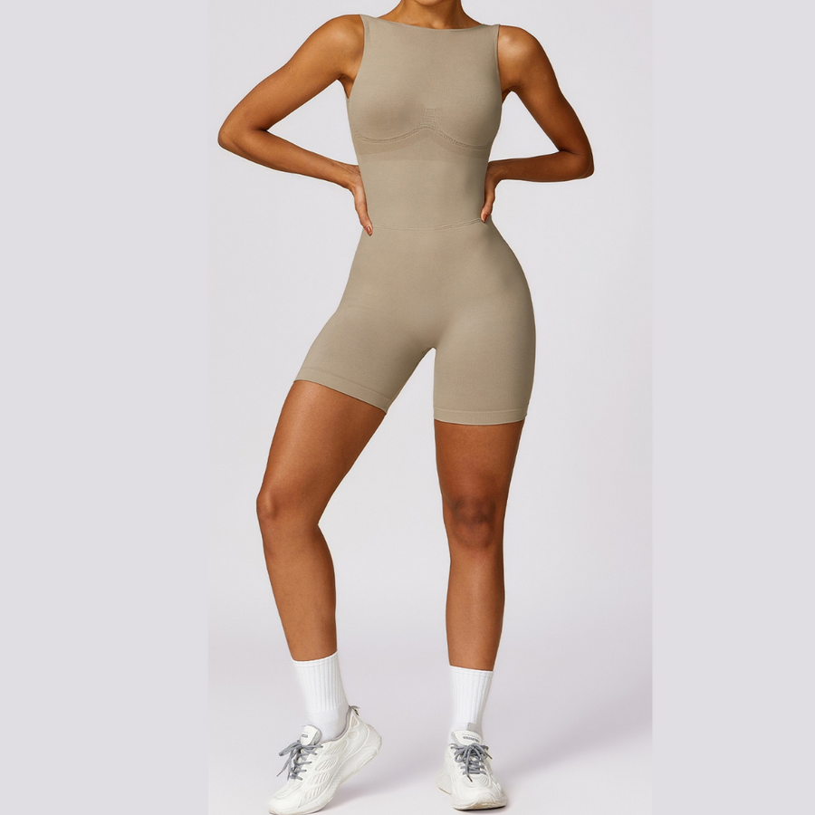 Seamless Deep-V Romper - Cement