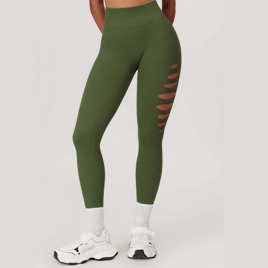 Unique Stylish Hollow Sexy Legging - Green