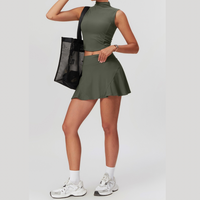 LILA Chic Vest Top Tennis Short Set - Olive