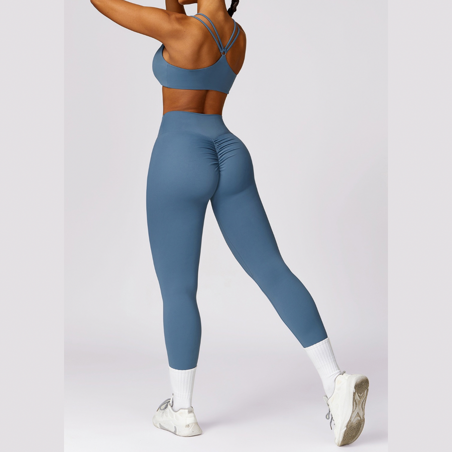 Unique Design Scrunch Skinny Legging Set - Dusty Blue