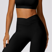 Stylish V-Shape Design Legging - Black