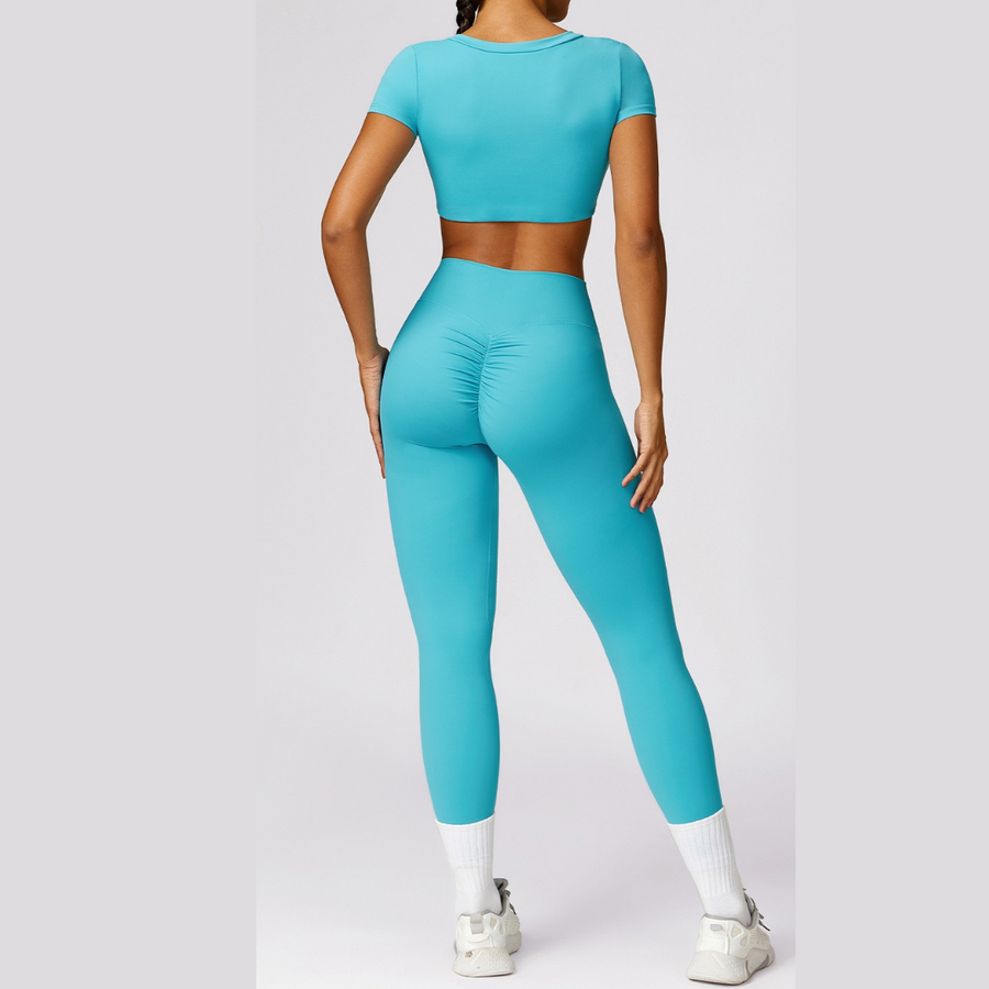 Κοντομάνικο Premium Scrunched Legging Set - Aqua Lake 