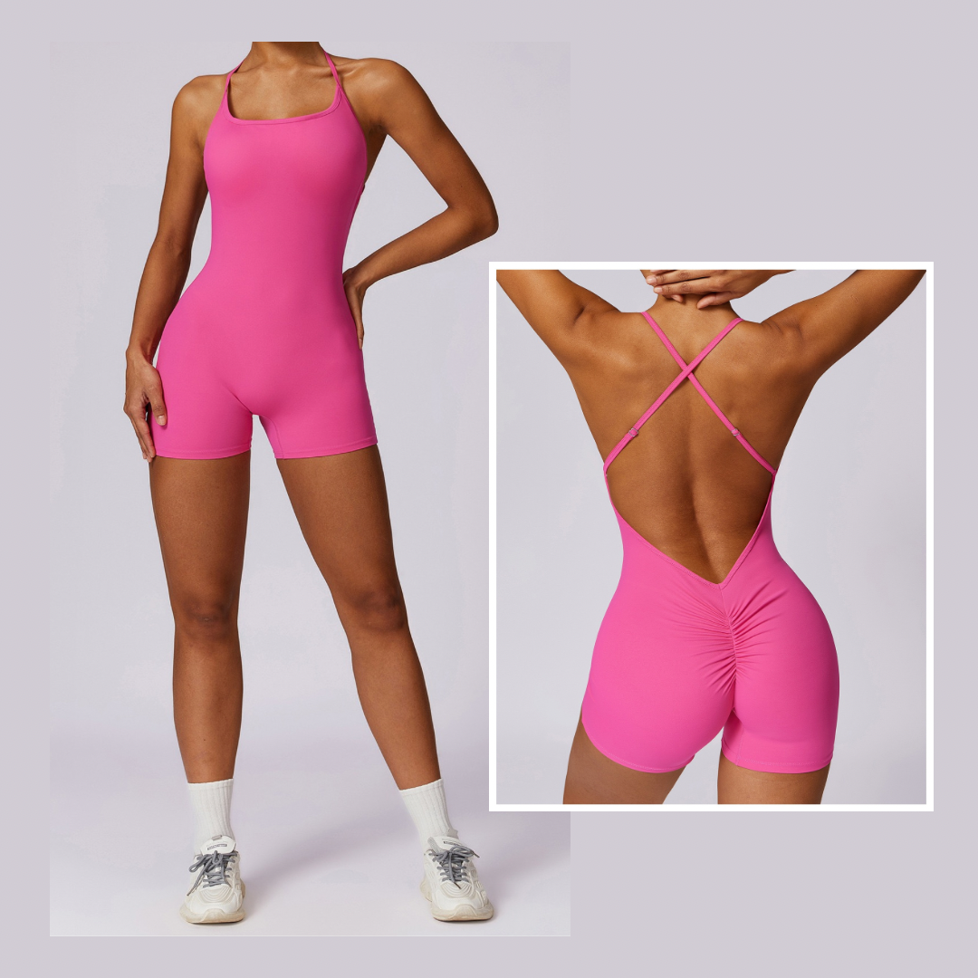 Summer Fashion Scruched Romper - Pink