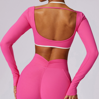 Long Sleeve Backless Fabulous Crop Top - Pink