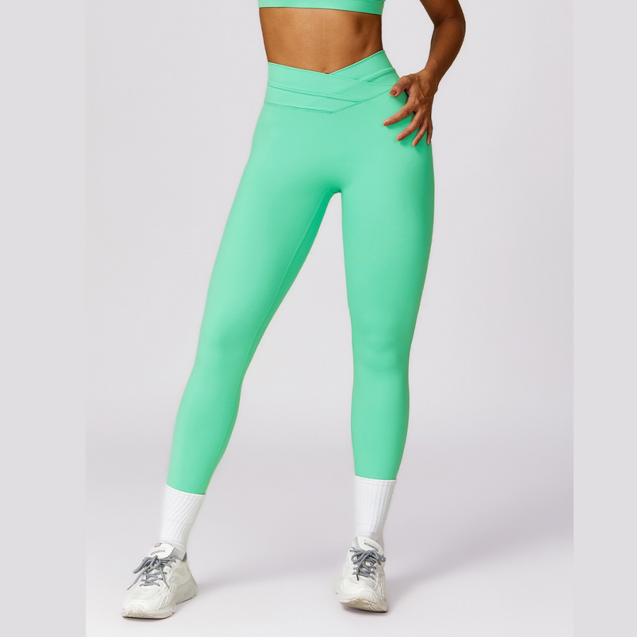 Stylish V-Shape Design Legging - Green