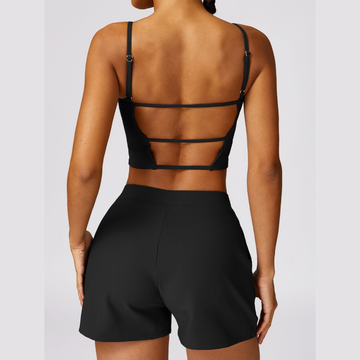 Ribbed Elegant and Stylish Short Set - Black