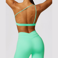 Single Shoulder Stylish Design Legging Set - Green