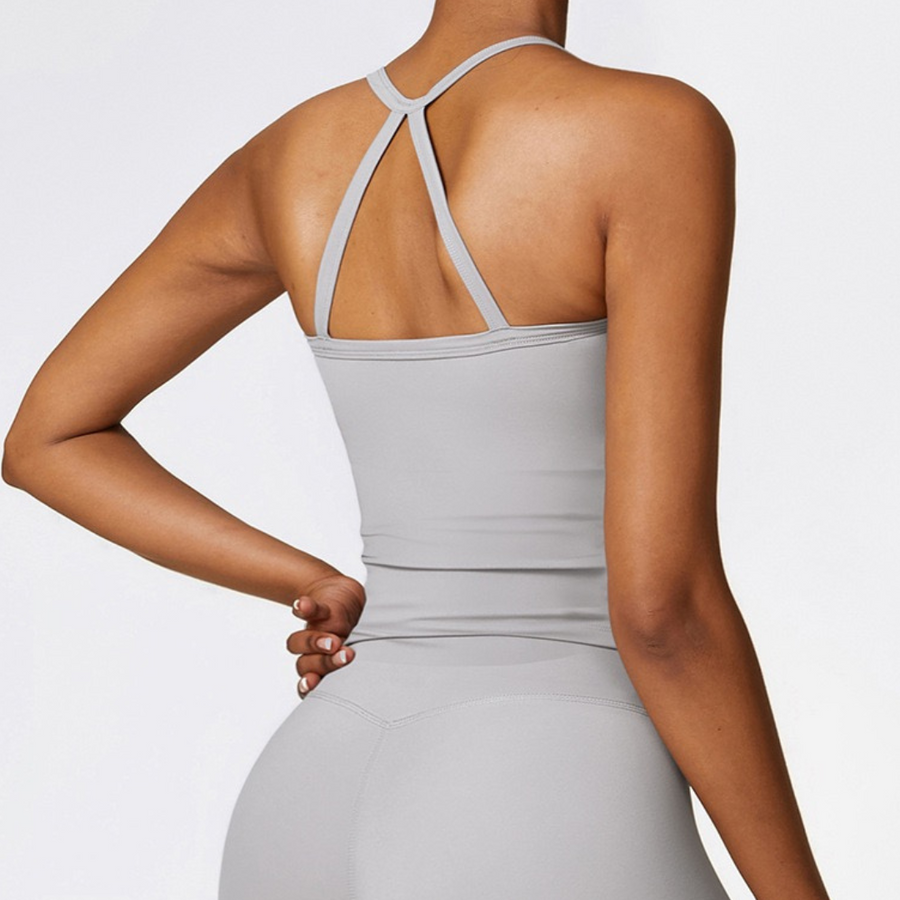 CHRISTIA Cloud Soft Cross Back Top - Grey