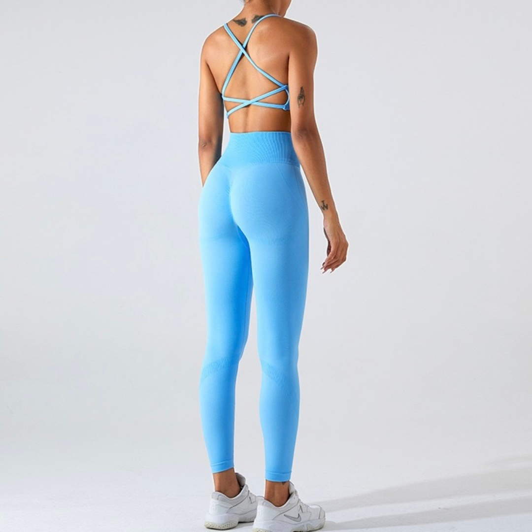 Slim Waist Scrunched Legging - Blue