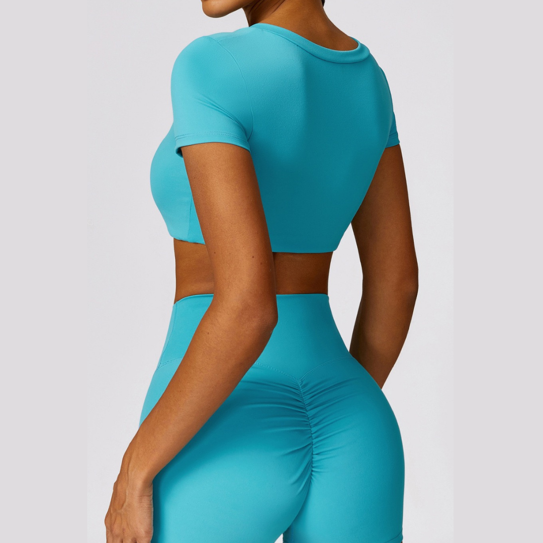 Κοντομάνικο Premium Scrunched Legging Set - Aqua Lake 