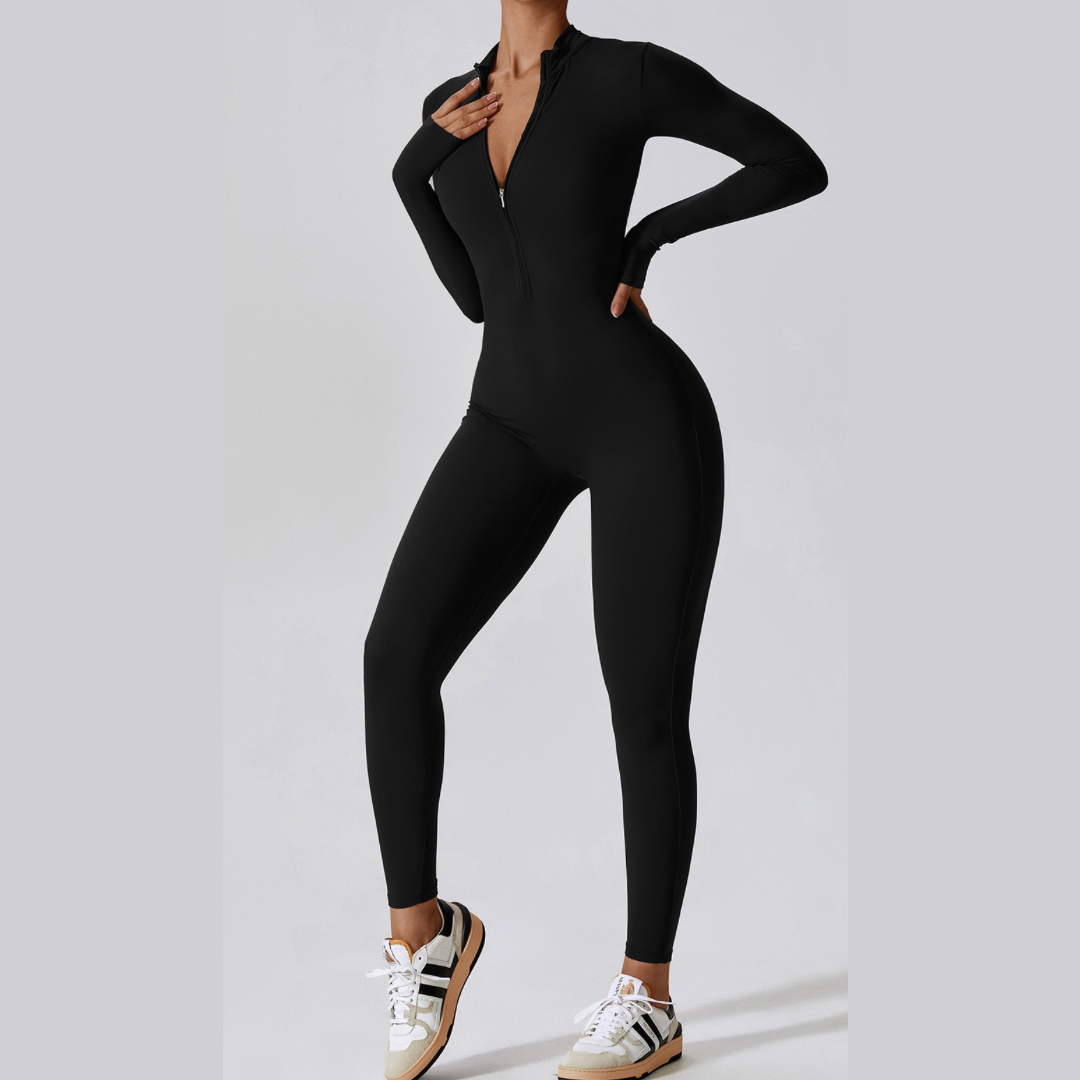 Classic Long-Sleeve Jumpsuit - Black