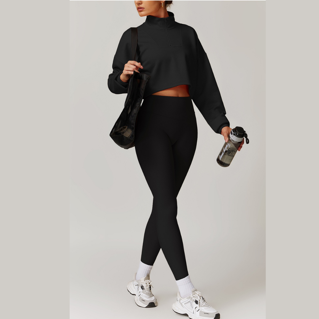 Alibi Chic Jumper & Ribbed Legging 2PCS Set - Black