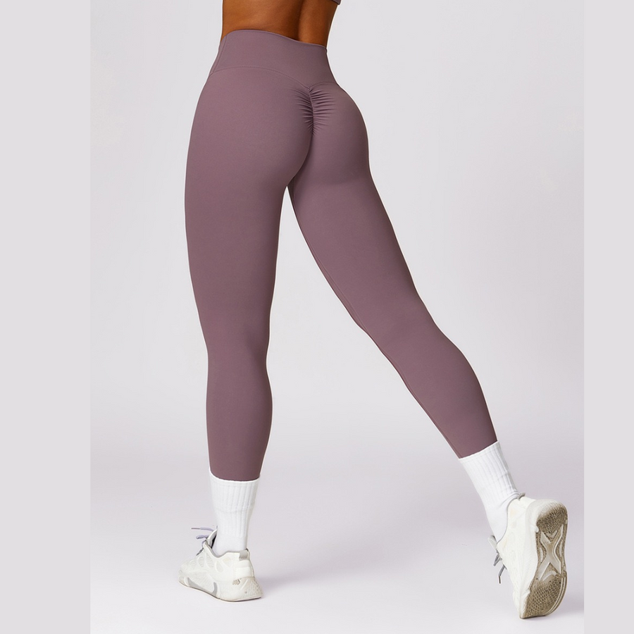 Sexy Style Skinny Scrunched Legging - Smoky Rose