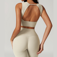 BELLE Chic Style Open Back Legging Set - Cream