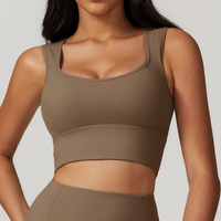 BELLE Chic Style Open Back Crop Top - Brown