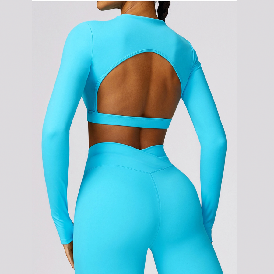 Elegant Long Sleeve Premium Legging Set - Blue