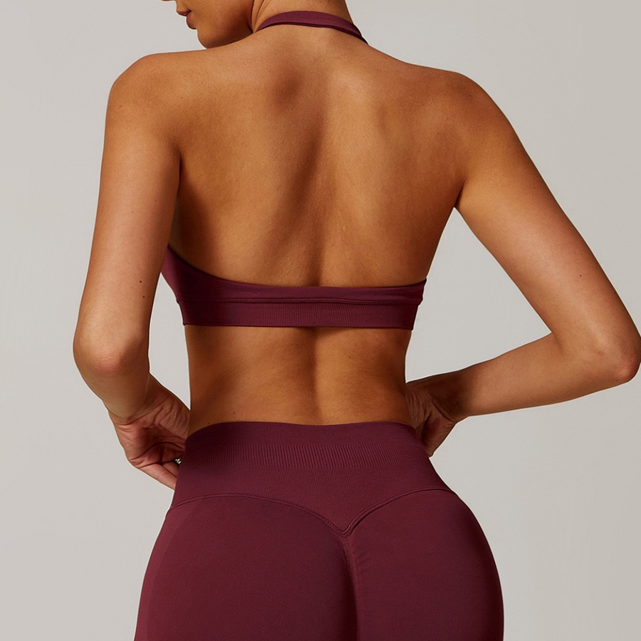 Sandy Stylish Backless Crop Top - Burgundy