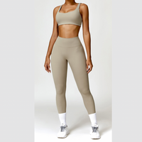 V-Top Skinny Scrunched Legging Set - Τσιμέντο 