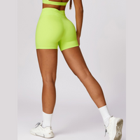 Stylish V-shape Wasit Design Short - Lime Yellow